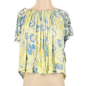 Free People Cold Shoulder Yellow Blue Lemon Gelato Baja Babe Top Women Size XS